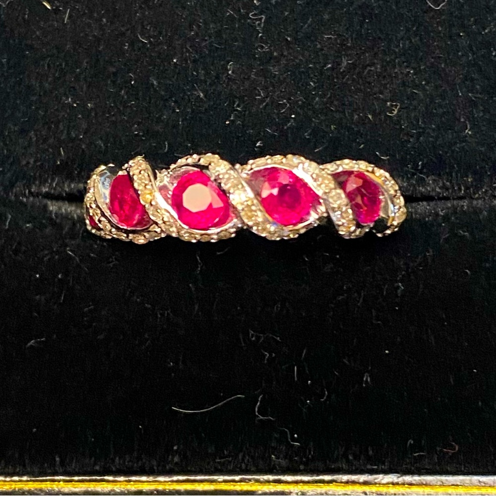 Ruby ring with diamond accents. Size 8